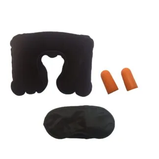 Zestaw podróżny poduszka turystyczna opaska na oczy stopery