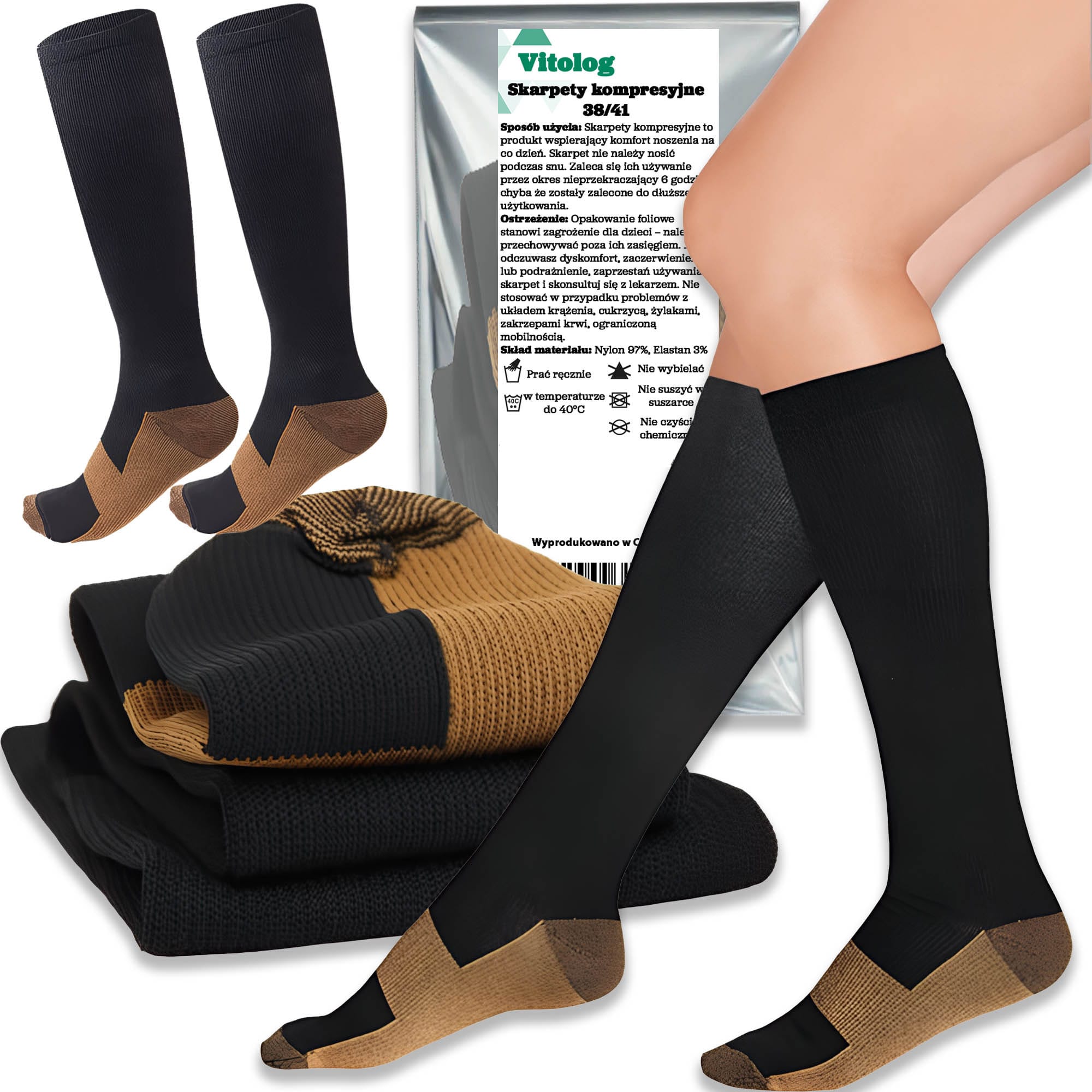 Skarpety Kompresyjne Podkolanówki Uciskowe Przeciw Żylakowe Na Żylaki 2 Skarpety Kompresyjne Podkolanówki Uciskowe Przeciw Żylakowe Na Żylaki - obrazek 2