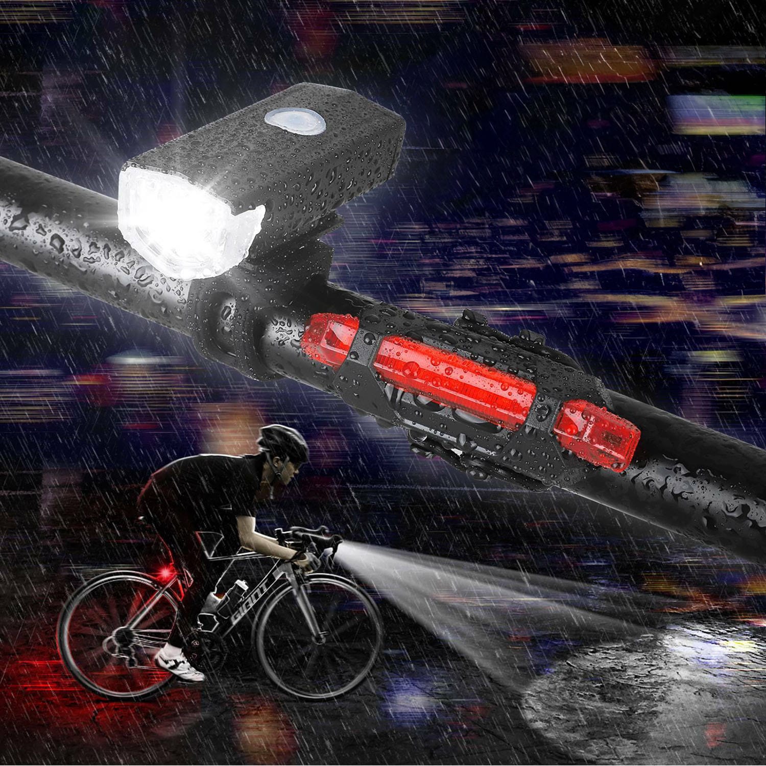 2x Lampka Rowerowa LED Przód Tył Akumulatorowa Zestaw Lampek do Roweru USB 13 2x Lampka Rowerowa LED Przód Tył Akumulatorowa Zestaw Lampek do Roweru USB - obrazek 13