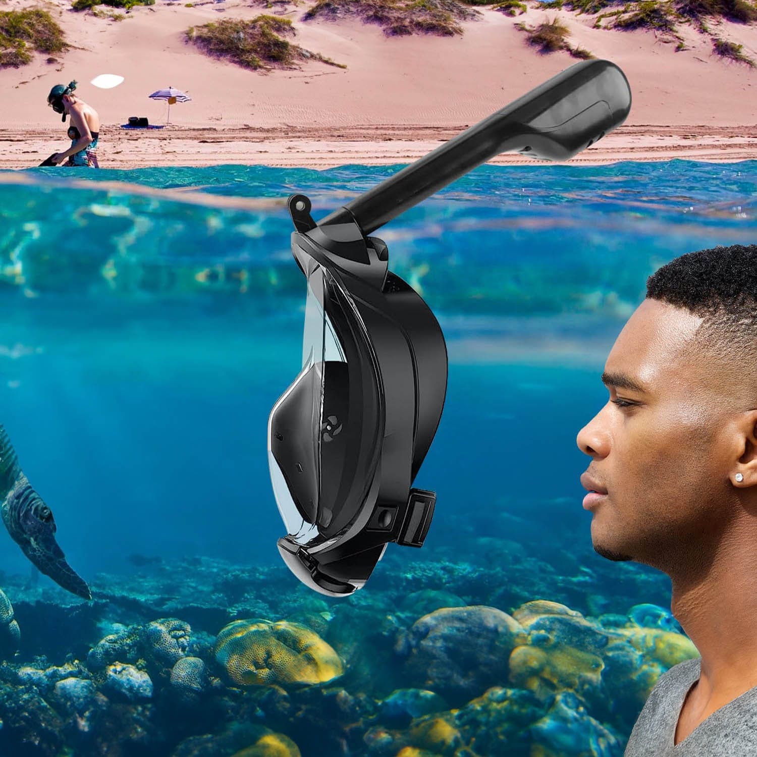 Maska Do Nurkowania Snorkelingu Pływania Pełnotwarzowa Z Rurką Wody S/M 3 Maska Do Nurkowania Snorkelingu Pływania Pełnotwarzowa Z Rurką Wody S/M - obrazek 3