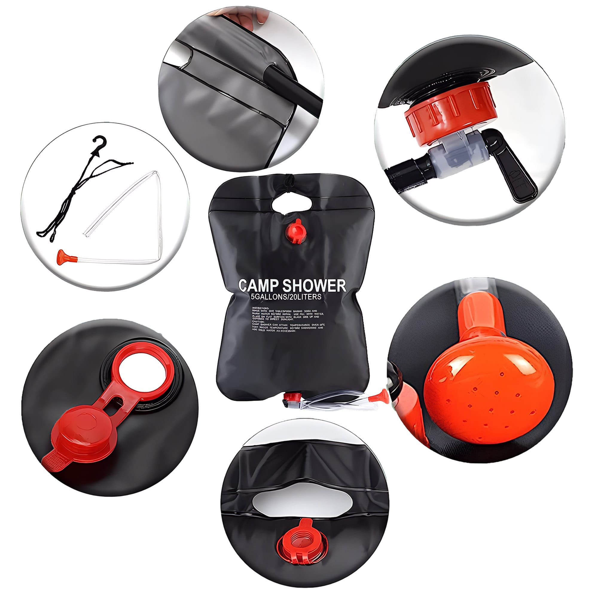 Prysznic Turystyczny Solarny Kempingowy Ogrodowy Polowy ze Zbiornikiem 20 L 8 Prysznic Turystyczny Solarny Kempingowy Ogrodowy Polowy ze Zbiornikiem 20 L - obrazek 8