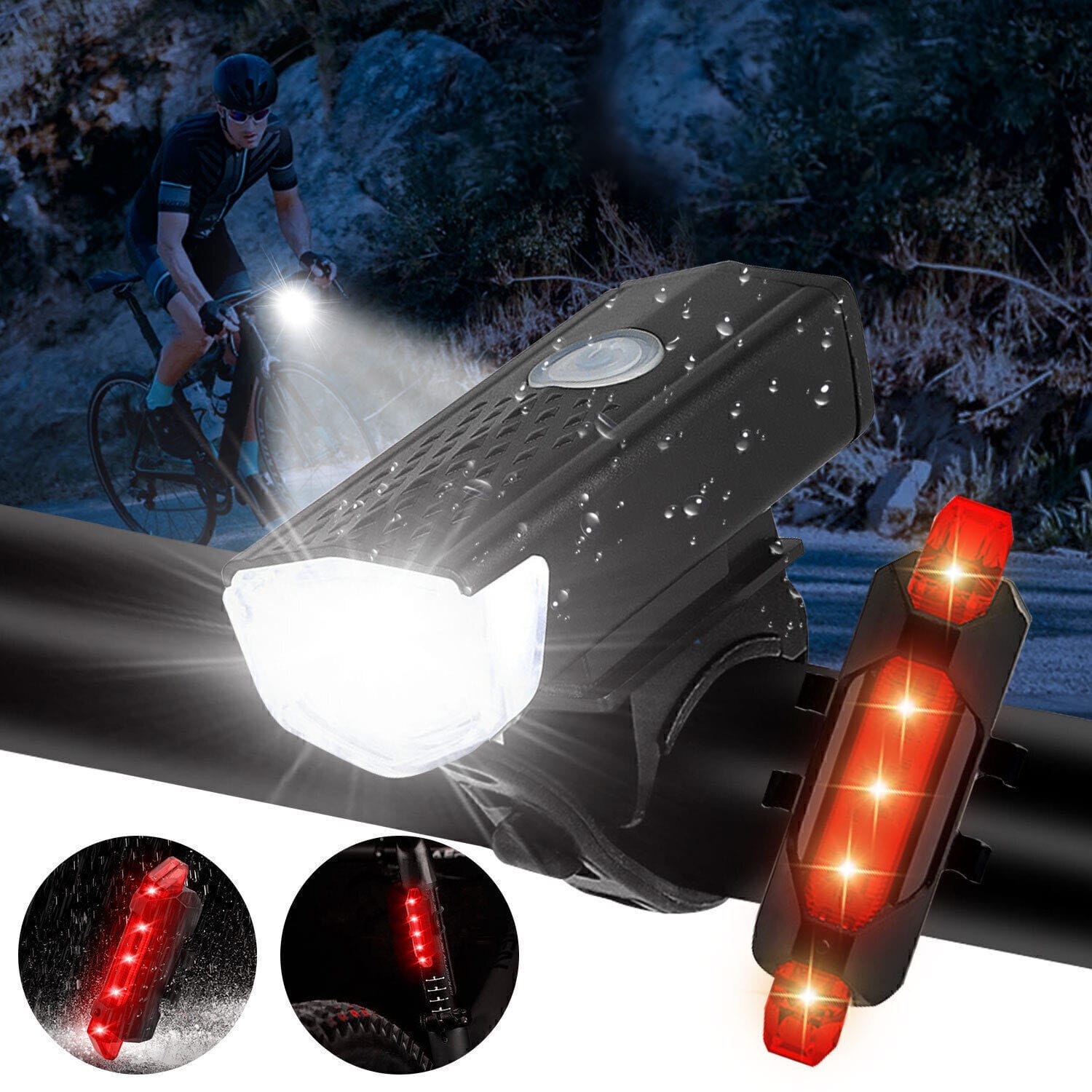 2x Lampka Rowerowa LED Przód Tył Akumulatorowa Zestaw Lampek do Roweru USB 11 2x Lampka Rowerowa LED Przód Tył Akumulatorowa Zestaw Lampek do Roweru USB - obrazek 11