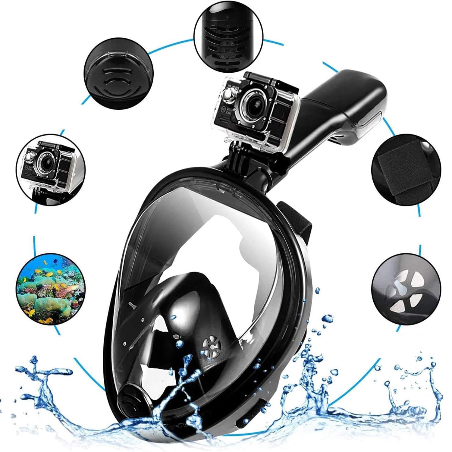 Maska Do Nurkowania Snorkelingu Pływania Pełnotwarzowa Z Rurką Wody S/M 8 Maska Do Nurkowania Snorkelingu Pływania Pełnotwarzowa Z Rurką Wody S/M - obrazek 8