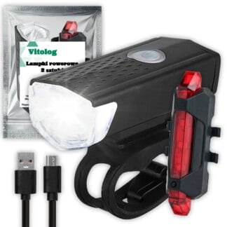 2x Lampka Rowerowa LED Przód Tył Akumulatorowa Zestaw Lampek do Roweru USB