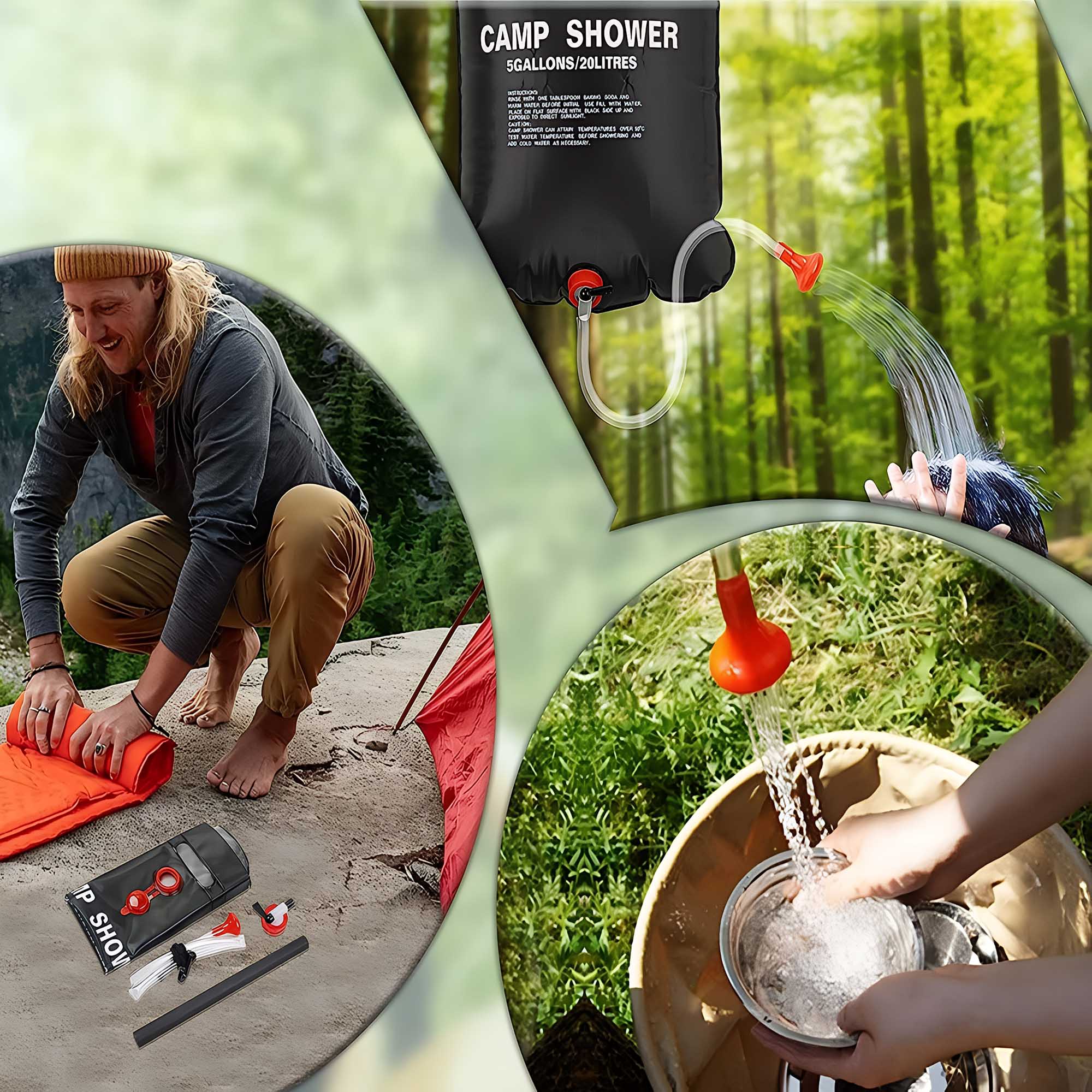 Prysznic Turystyczny Solarny Kempingowy Ogrodowy Polowy ze Zbiornikiem 20 L 2 Prysznic Turystyczny Solarny Kempingowy Ogrodowy Polowy ze Zbiornikiem 20 L - obrazek 2