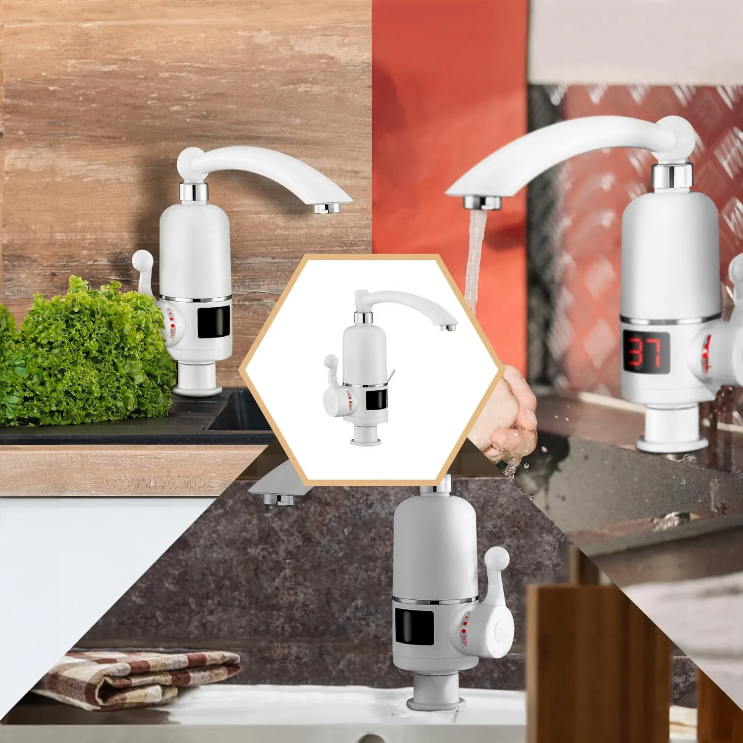 Przepływowy Podgrzewacz Wody Elektryczny Kran Turystyczny do Kuchni 3000W - obrazek 7