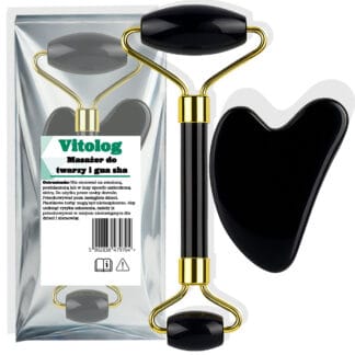 Masażer roller wałek do masażu twarzy szyi pod oczy kamień gua sha 2w1