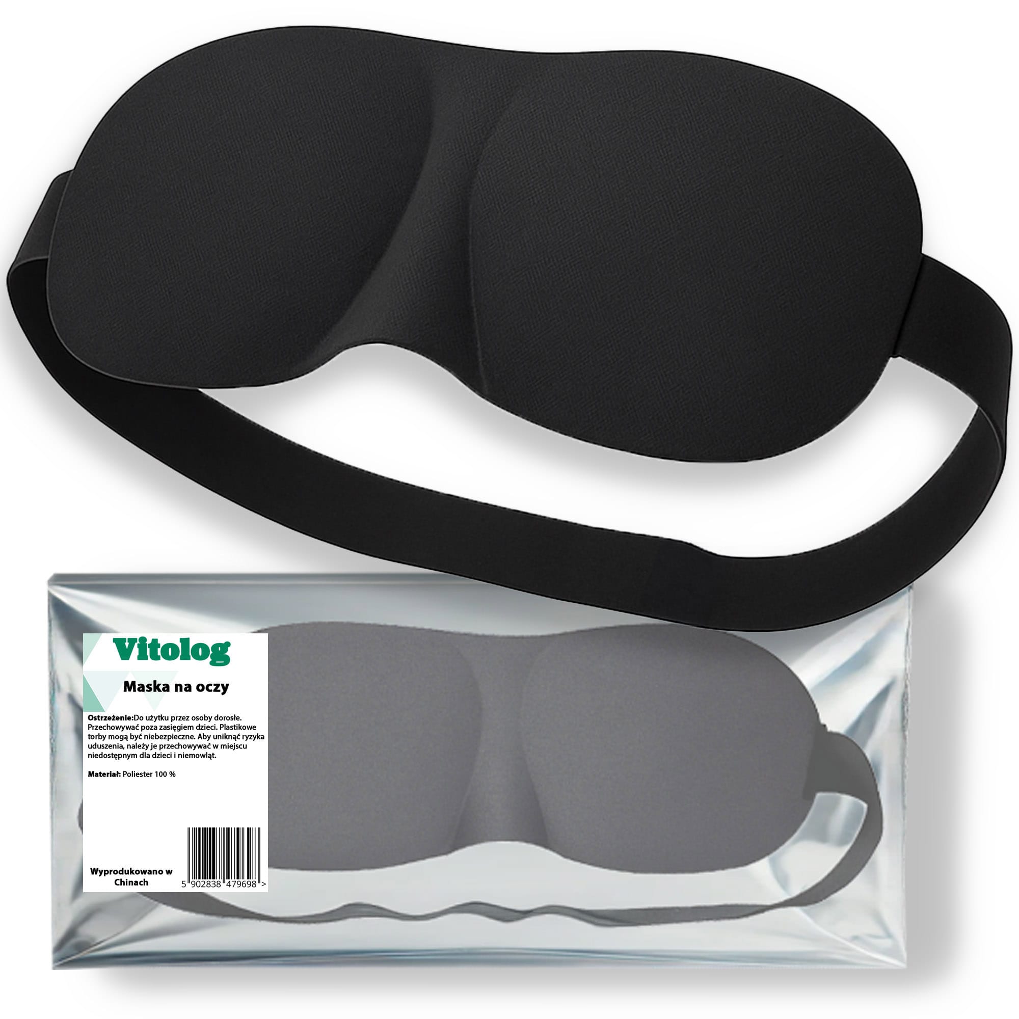Opaska na Oczy do Spania Maska na Sen Podróżna do Samolotu Przepaska Czarna 1 Opaska na Oczy do Spania Maska na Sen Podróżna do Samolotu Przepaska Czarna