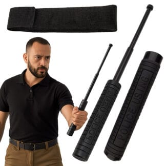 Pałka Teleskopowa Składana Baton Hartowana Stalowa Policyjna + Etui 49,5 cm