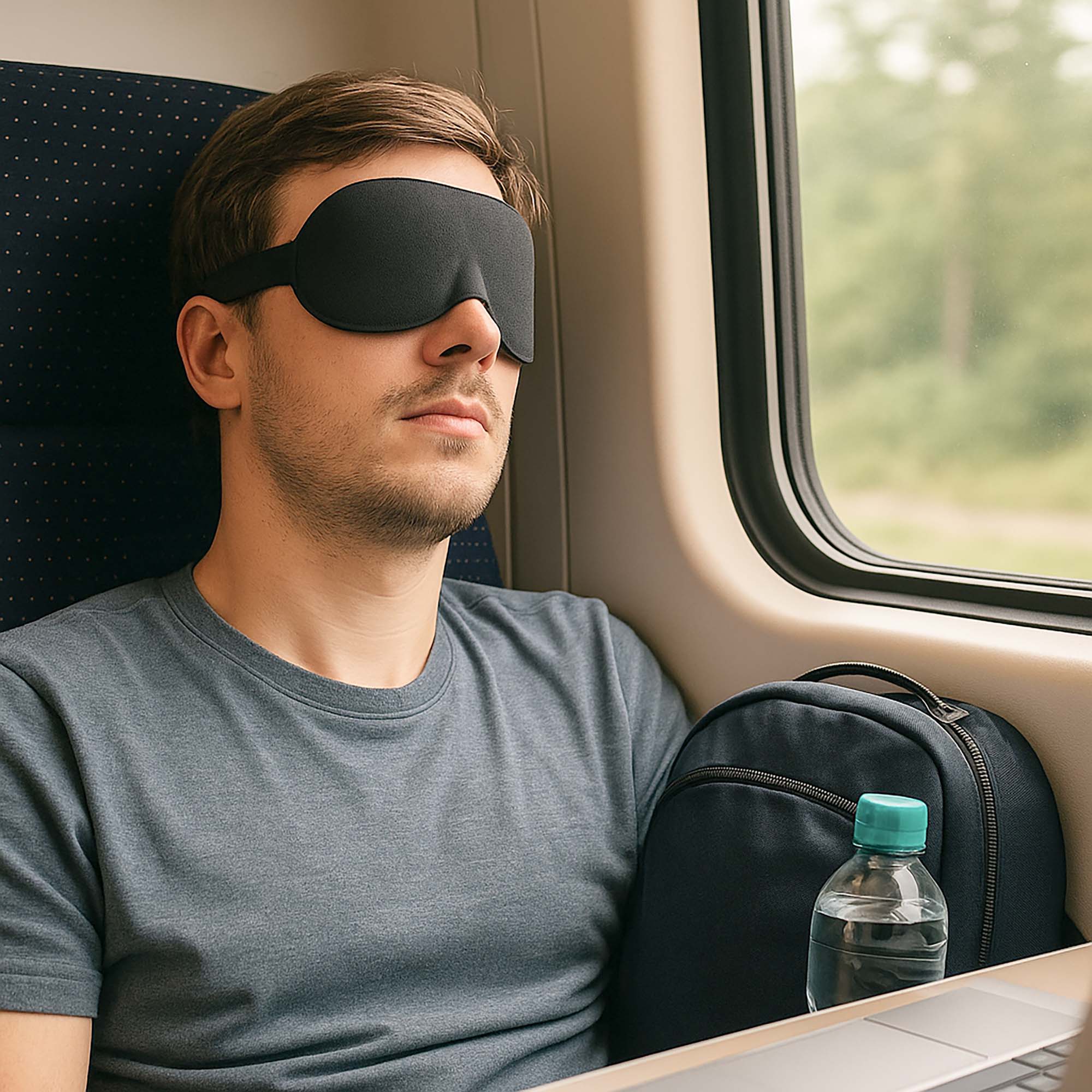 Opaska na Oczy do Spania Maska na Sen Podróżna do Samolotu Przepaska Czarna 3 Opaska na Oczy do Spania Maska na Sen Podróżna do Samolotu Przepaska Czarna - obrazek 3