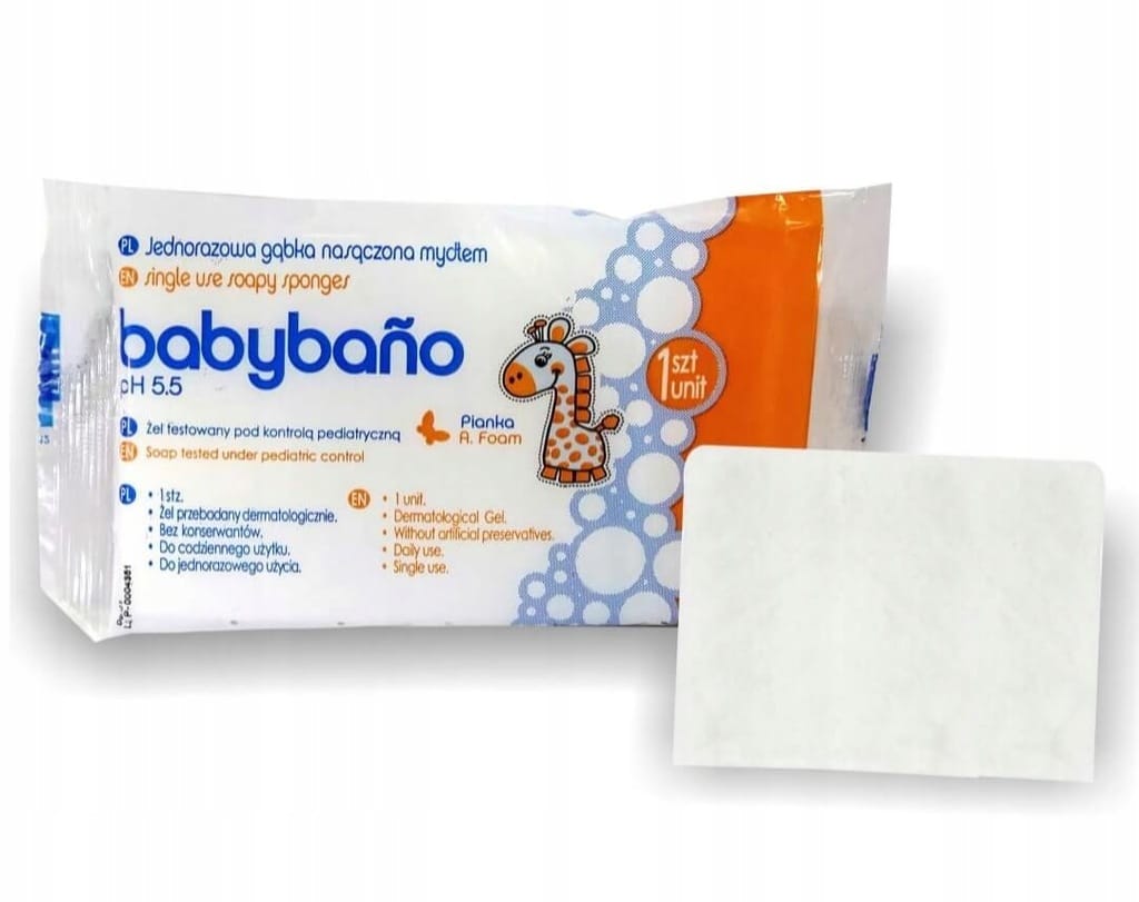 Gąbka Z Mydłem Dla Dzieci Jednorazowa Pediatryczna Higieniczna pH 5.5 1 Gąbka Z Mydłem Dla Dzieci Jednorazowa Pediatryczna Higieniczna pH 5.5