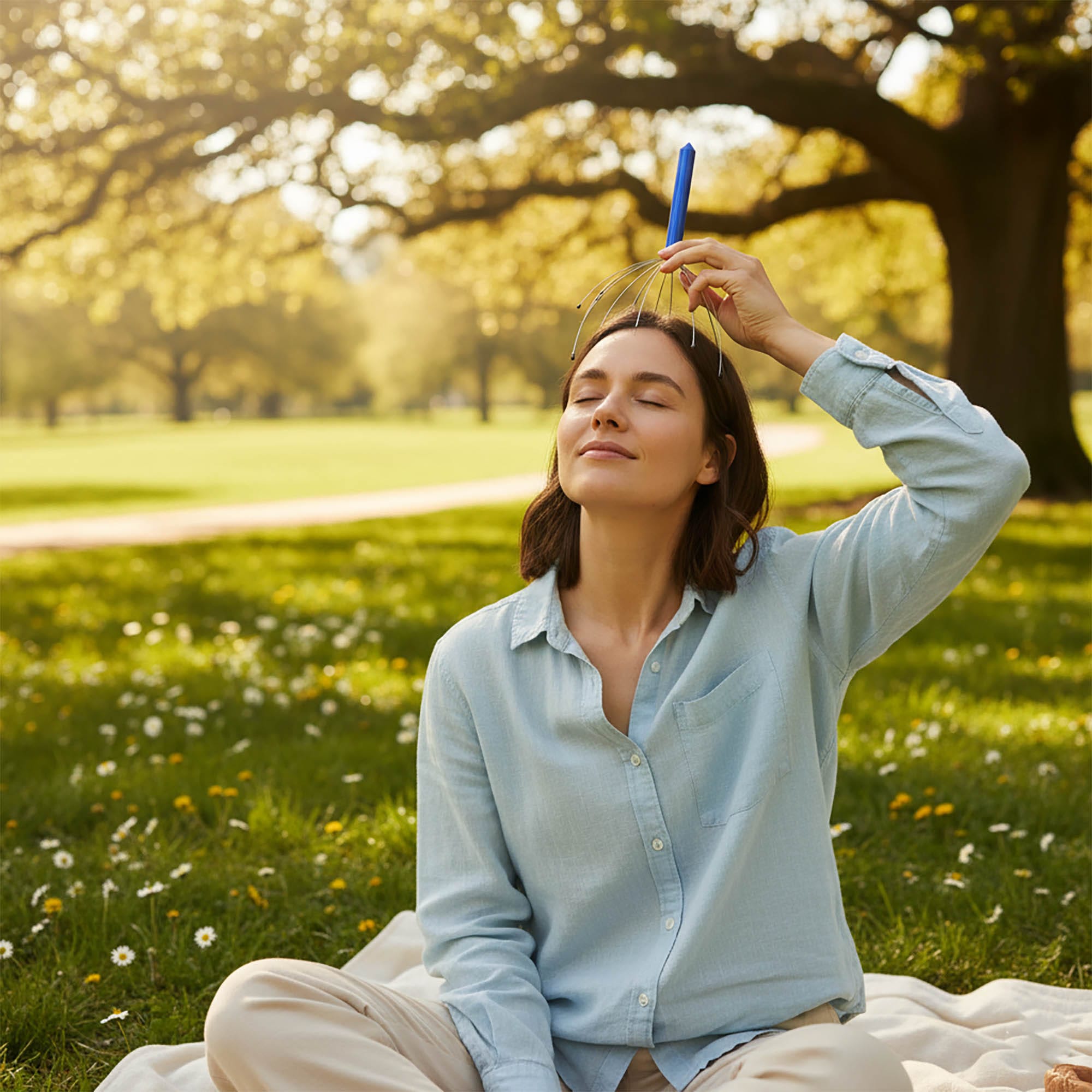 Masażer Ajurwedyjski do Masażu Skóry Głowy Skalpu na Porost Włosów Stalowy 3 Masażer Ajurwedyjski do Masażu Skóry Głowy Skalpu na Porost Włosów Stalowy - obrazek 3