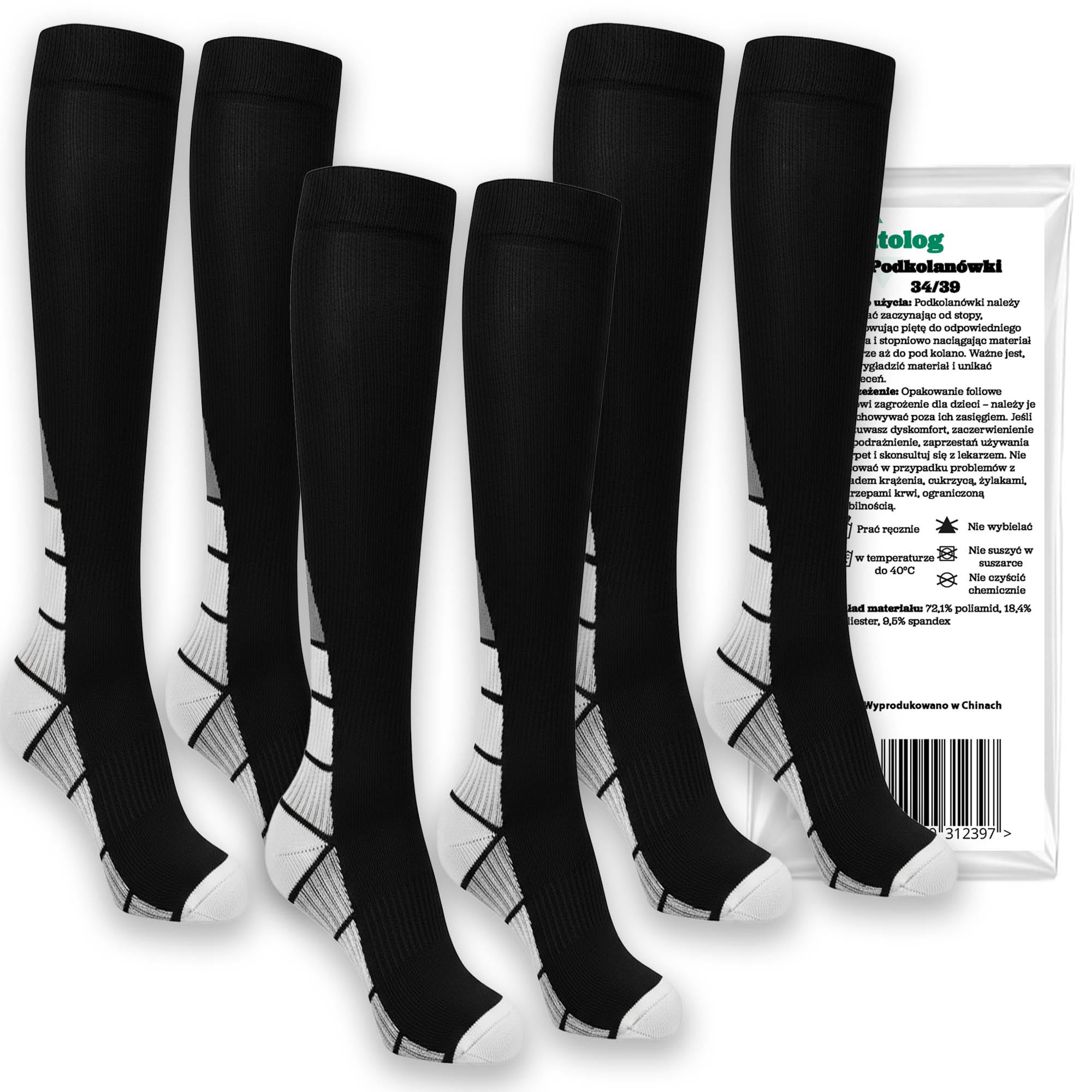 3 pack Kompresyjne Podkolanówki Skarpety Uciskowe Przeciwżylakowe na Żylaki Długie S/M 1 3 pack Kompresyjne Podkolanówki Skarpety Uciskowe Przeciwżylakowe na Żylaki Długie S/M