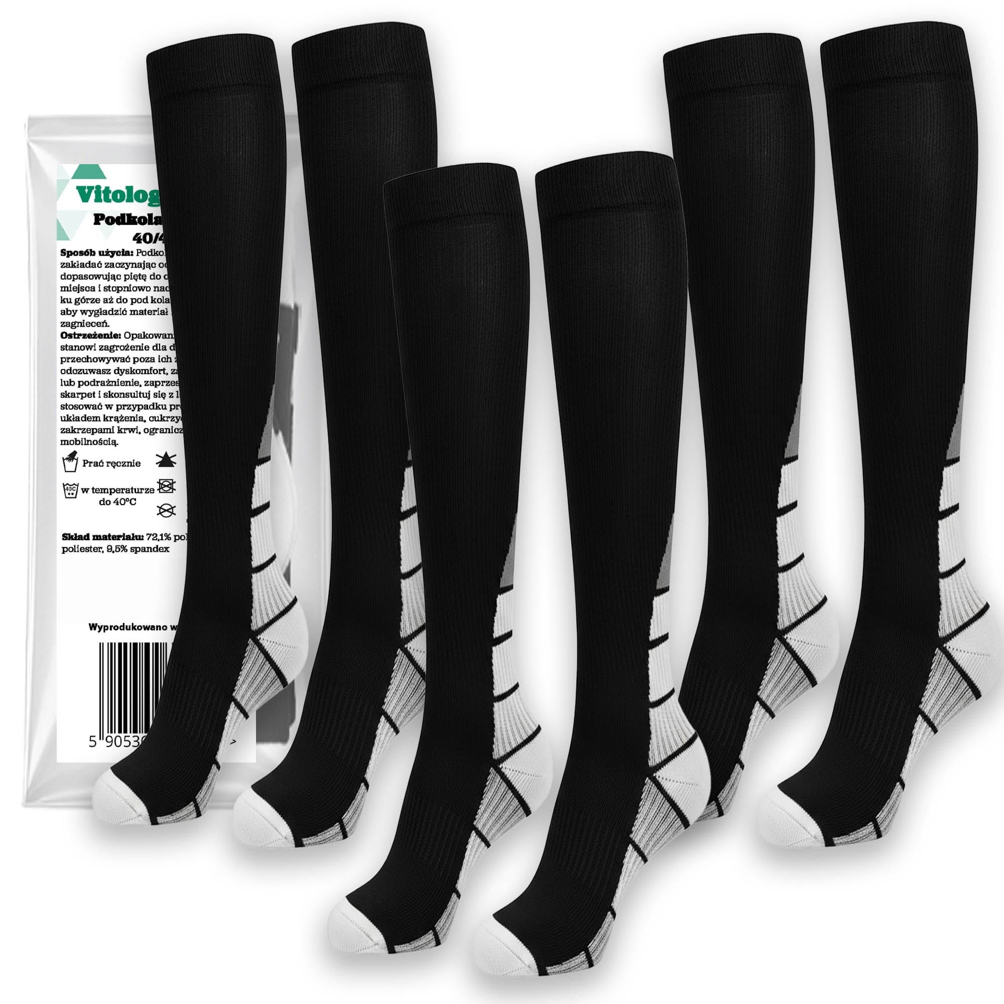 3 pack Kompresyjne Podkolanówki Skarpety Uciskowe Przeciwżylakowe na Żylaki Długie L/XL 1 3 pack Kompresyjne Podkolanówki Skarpety Uciskowe Przeciwżylakowe na Żylaki Długie L/XL