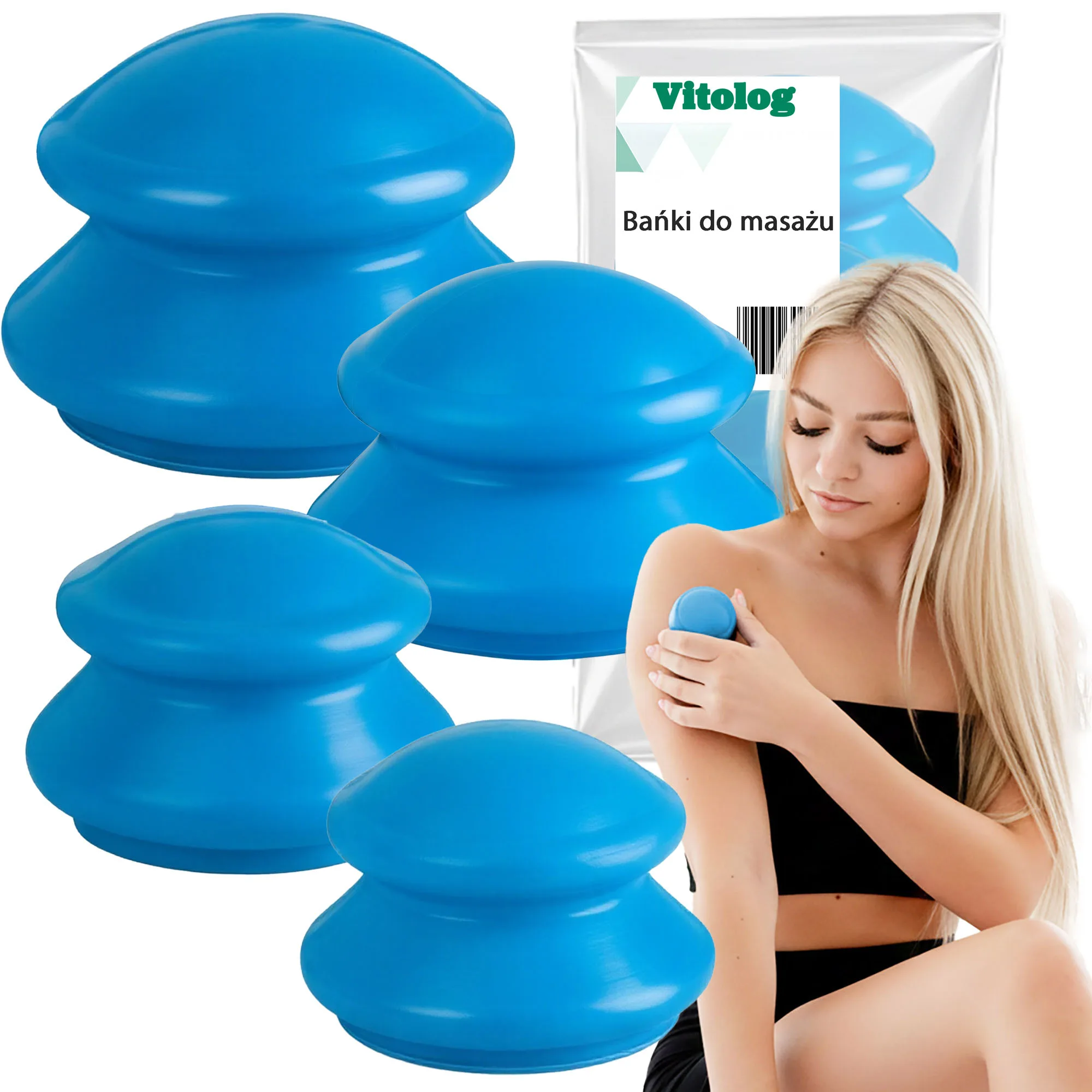 Bańki Chińskie Gumowe Próżniowe Bezogniowe do Masażu na Cellulit 4 sztuki