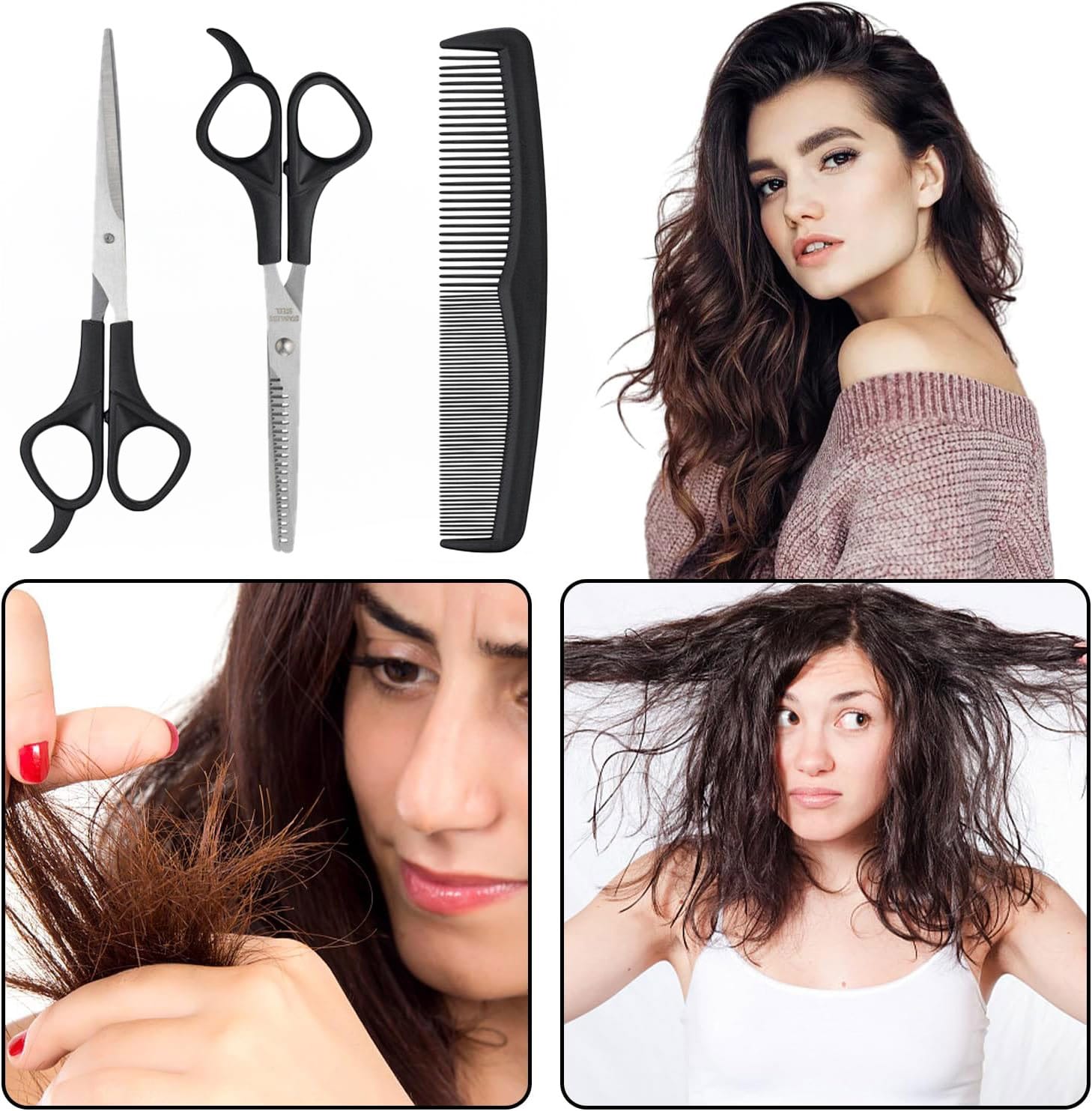 Nożyczki Fryzjerskie Degażówki Grzebień do Włosów Zestaw Barberski 3w1 6 Nożyczki Fryzjerskie Degażówki Grzebień do Włosów Zestaw Barberski 3w1 - obrazek 6