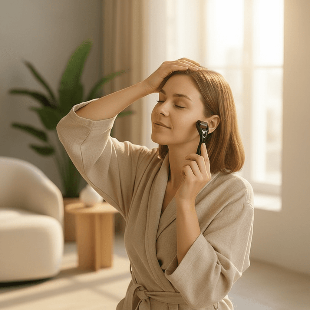 Derma Roller Mezoterapia Mikroigłowa Masażer Do Twarzy Brody Ciała 0,3 mm 4 Derma Roller Mezoterapia Mikroigłowa Masażer Do Twarzy Brody Ciała 0,3 mm - obrazek 4