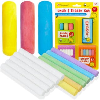 Kreda Szkolna do Tablicy Chodnikowa Kolorowa Biała dla Dzieci Gruba + Gąbka