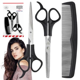 Nożyczki Fryzjerskie Degażówki Grzebień do Włosów Zestaw Barberski 3w1