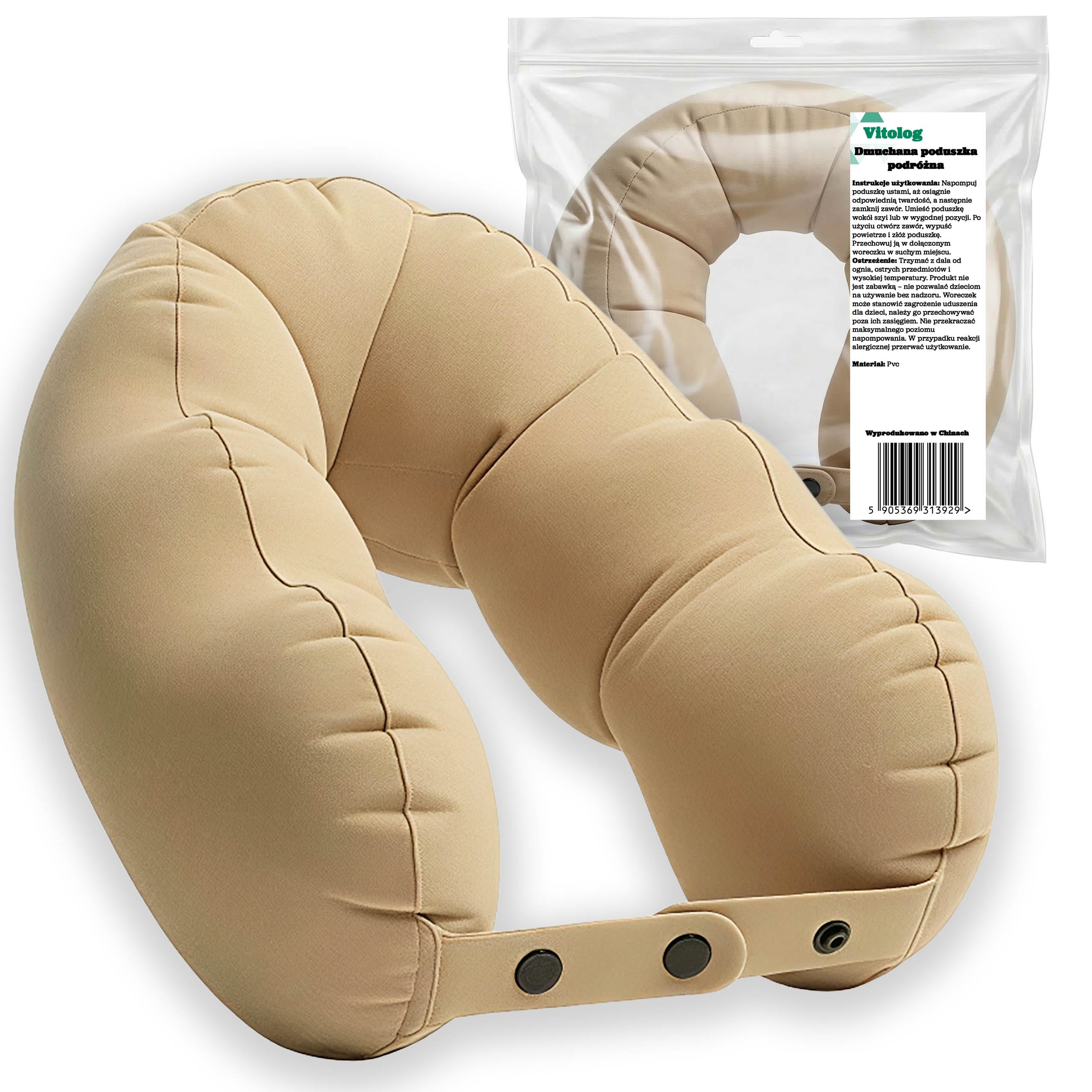 Poduszka Podróżna Dmuchana Turystyczna Rogal na Szyję do Spania Samolotu 1 Poduszka Podróżna Dmuchana Turystyczna Rogal na Szyję do Spania Samolotu