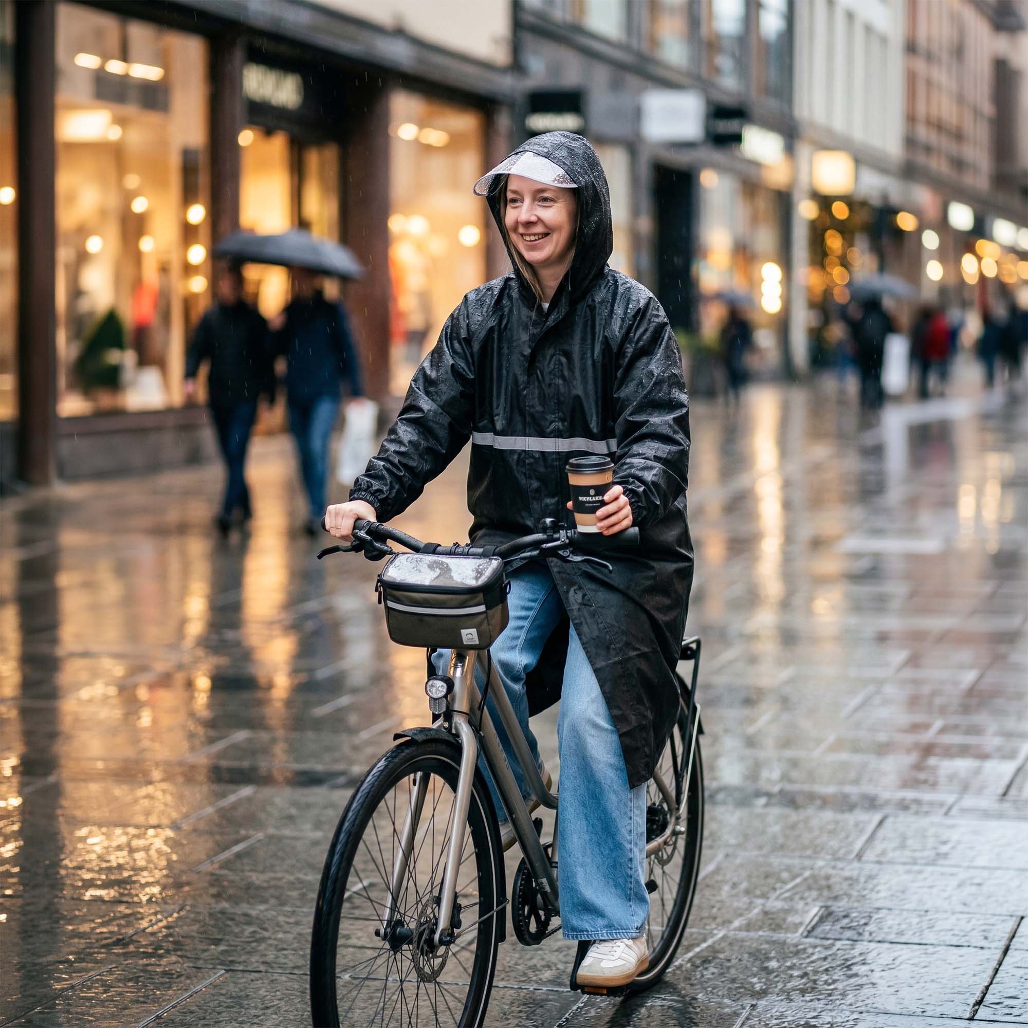 Płaszcz Przeciwdeszczowy Peleryna Ponczo z Kapturem Damski Męski Duży z Daszkiem i Odblaskiem 4 Płaszcz Przeciwdeszczowy Peleryna Ponczo z Kapturem Damski Męski Duży z Daszkiem i Odblaskiem - obrazek 4
