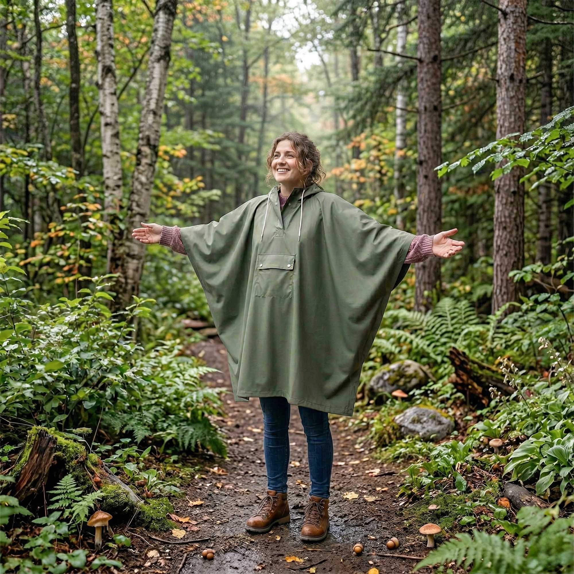 Płaszcz Przeciwdeszczowy Peleryna Ponczo z Kapturem Damski Męski Duży z Daszkiem i Kieszenią 7 Płaszcz Przeciwdeszczowy Peleryna Ponczo z Kapturem Damski Męski Duży z Daszkiem i Kieszenią - obrazek 7