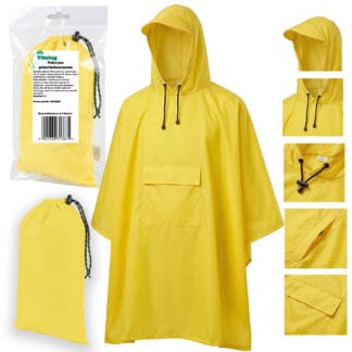 Płaszcz Przeciwdeszczowy Peleryna Ponczo z Kapturem Damski Męski Duży Żółty z Kieszenią i Daszkiem
