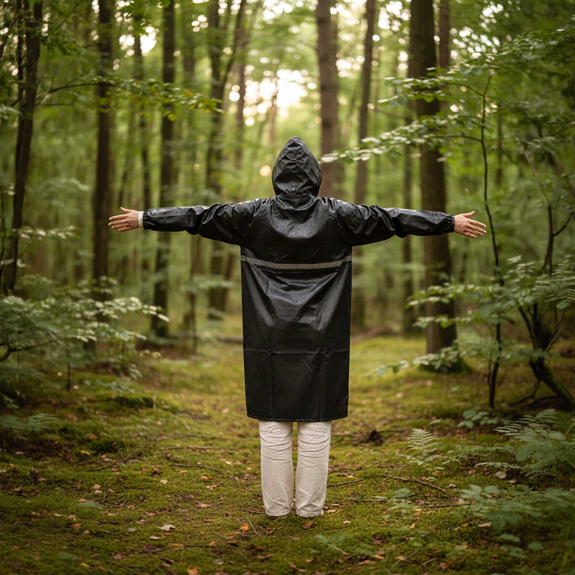 Płaszcz Przeciwdeszczowy Peleryna Ponczo z Kapturem Damski Męski Duży z Daszkiem i Odblaskiem 2 Płaszcz Przeciwdeszczowy Peleryna Ponczo z Kapturem Damski Męski Duży z Daszkiem i Odblaskiem - obrazek 2