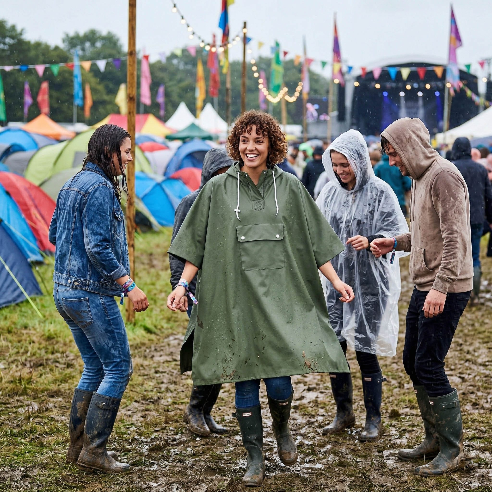 Płaszcz Przeciwdeszczowy Peleryna Ponczo z Kapturem Damski Męski Duży z Daszkiem i Kieszenią 6 Płaszcz Przeciwdeszczowy Peleryna Ponczo z Kapturem Damski Męski Duży z Daszkiem i Kieszenią - obrazek 6