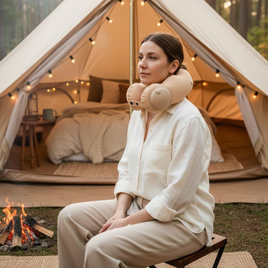 Poduszka Podróżna Dmuchana Turystyczna Rogal na Szyję do Spania Samolotu 5 Poduszka Podróżna Dmuchana Turystyczna Rogal na Szyję do Spania Samolotu - obrazek 5