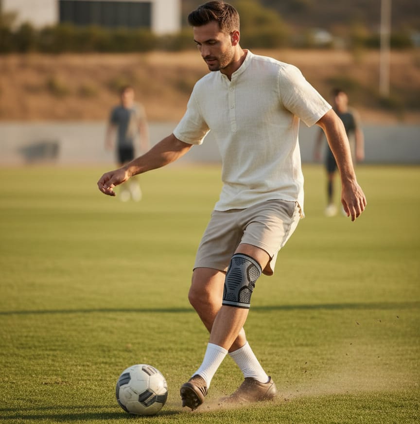 Opaska Kompresyjna na Kolano Stabilizator Sportowy Ściągacz Kolana Elastyczna na Siłownię 7 Opaska Kompresyjna na Kolano Stabilizator Sportowy Ściągacz Kolana Elastyczna na Siłownię - obrazek 7