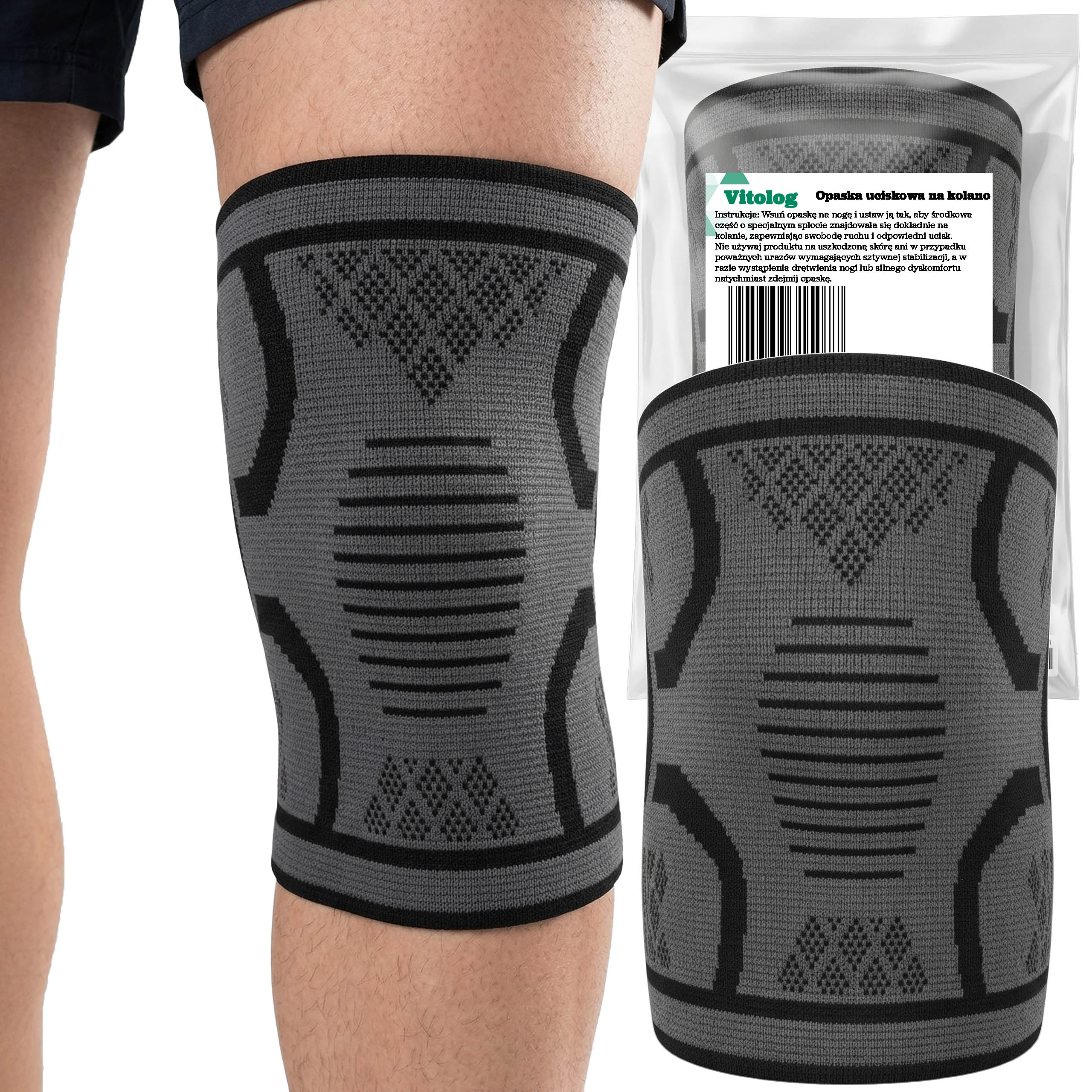 Opaska Kompresyjna na Kolano Stabilizator Sportowy Ściągacz Kolana Elastyczna na Siłownię 1 Opaska Kompresyjna na Kolano Stabilizator Sportowy Ściągacz Kolana Elastyczna na Siłownię