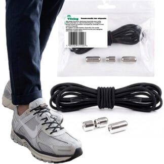 Sznurówki do Butów bez Wiązania Elastyczne Sznurowadła Czarne Gumowe 100 cm